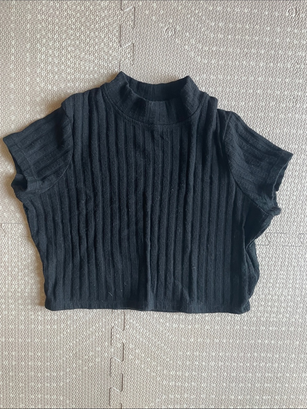 Cotton On Black Ribbed Mock Neck Women's Crop Top Size Medium